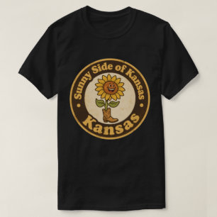 Camiseta Lado Soleado de Kansas_ Arte de Girasol con Botas