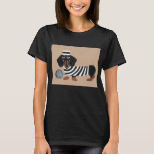 Camiseta Ladrón de Golosinas Dachshund Negro y Marrón Presi