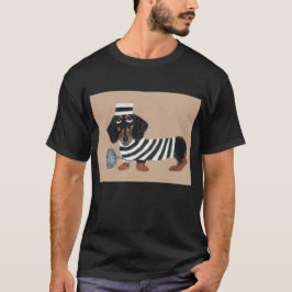 Camiseta Ladrón de golosinas de perro salchicha negro y mar