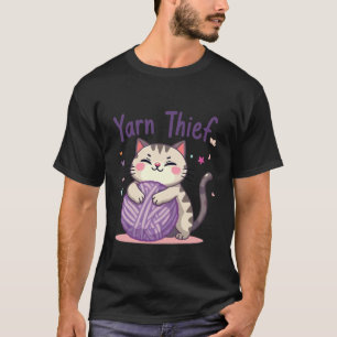 Camiseta Ladrón de Hilos Gato Cute Crochet para Artistas de