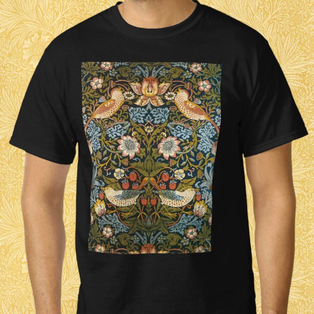Camiseta Ladrones de Fresas de William Morris, Arte Antiguo (Strawberry Thieves by William Morris, Vintage Art T-Shirt)