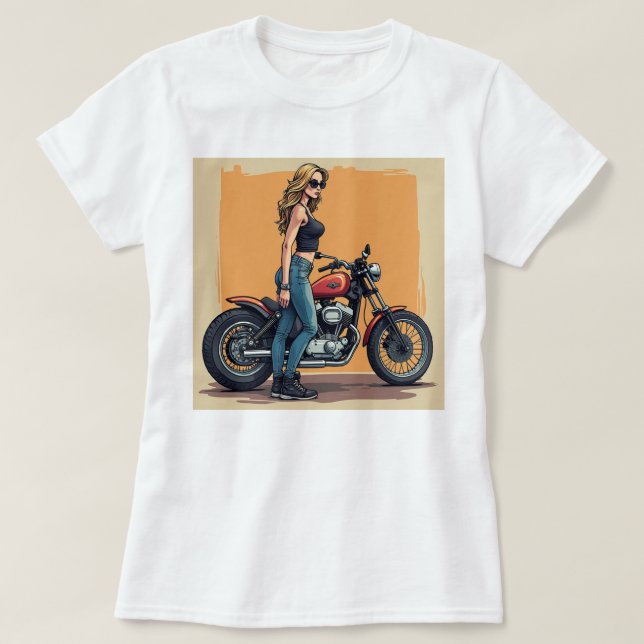 Camiseta Lady Biker Getting Ready To Ride (Diseño del anverso)