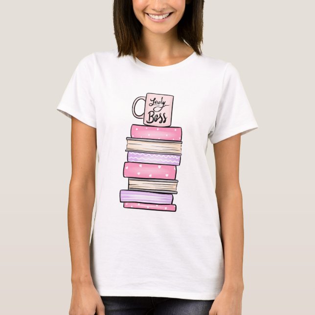 Camiseta Lady Boss Books y Mug (Anverso)