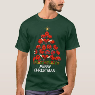Camiseta Lady Bug Christmasree Merry Christmas retro