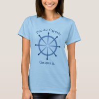 Lady Captain Helm Ship Wheel Blue T shirt