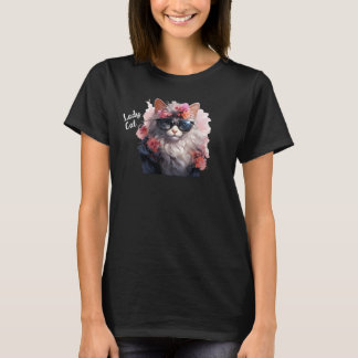 Camiseta Lady Cat Flower T-Shirt