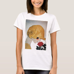 CAMISETA LADY CON ROSA ROJA