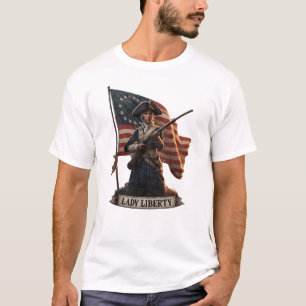 Camiseta Lady Liberty Colonial Woman Vintage
