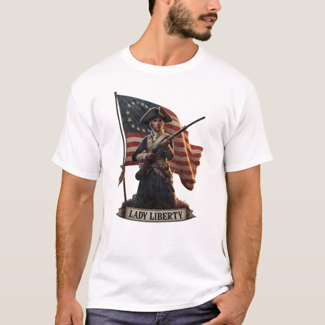 Camiseta Lady Liberty Colonial Woman Vintage (Anverso)