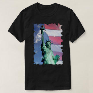 Camiseta Lady Liberty Estados Unidos Bandera de Sky Nubes E