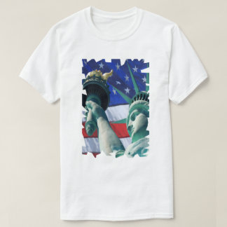 Camiseta Lady Liberty Estados Unidos Bandera Estatua de fon