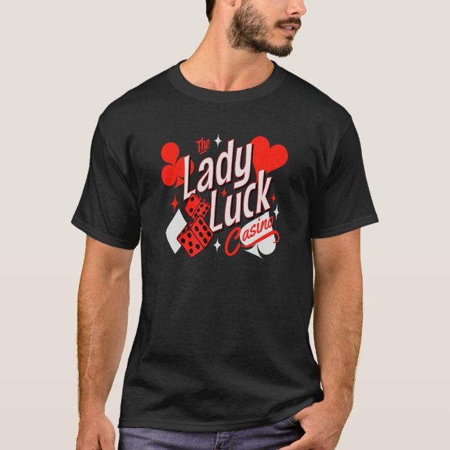 Camiseta Lady Luck Rockabilly 50's Casino Games Card Player (Anverso)