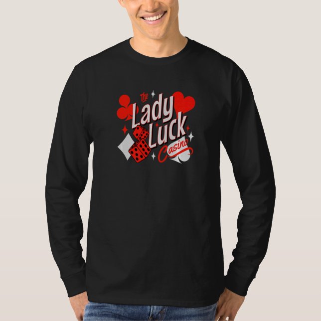 Camiseta Lady Luck Rockabilly 50's Casino Games Card Player (Anverso)