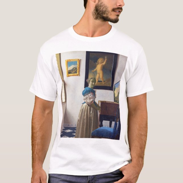 Camiseta Lady parada en un Virginal, Johannes Vermeer (Anverso)