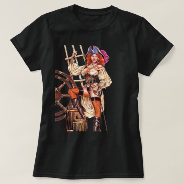 Camiseta Lady Pirate en la posición del capitán Morgan (Diseño del anverso)