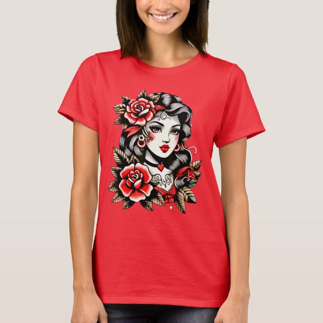Camiseta Lady with Roses (Anverso)