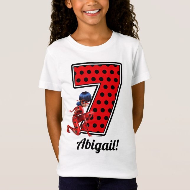 Camiseta Ladybug milagroso y Cat Noir séptimo cumpleaños (Anverso)