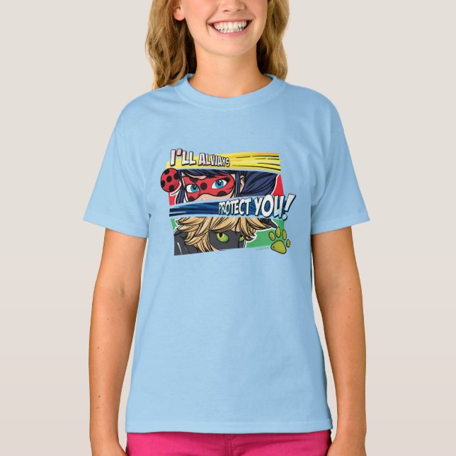 Camiseta Ladybug milagroso y Cat Noir siempre te protegen (Anverso)