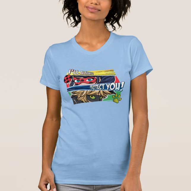 Camiseta Ladybug milagroso y Cat Noir siempre te protegen (Anverso)