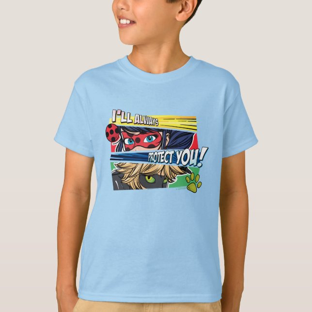 Camiseta Ladybug milagroso y Cat Noir siempre te protegen (Anverso)