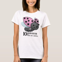 Ladybug Pink Awareness Ribbon Superviviente de 10