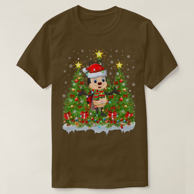 Camiseta Ladybug Xmas Lights Santa Ladybug Christmas Tree  (Diseño del anverso)