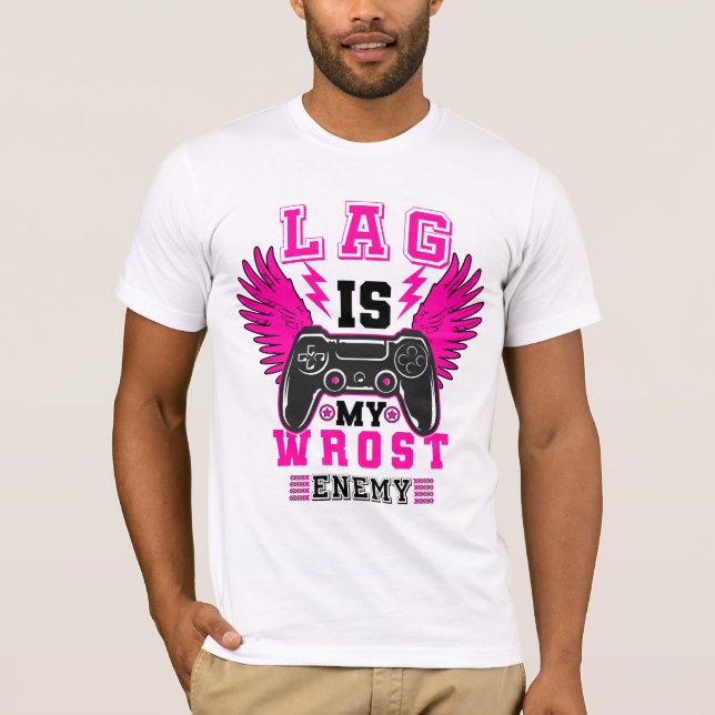 Camiseta "Lag is my worst enemy" - Gamer graphic T-shirt (Anverso)