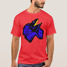 Camiseta Lagarto de cuello fruncido estilizado neón azul