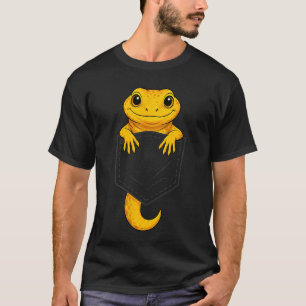 Camiseta Lagarto Divertido Asomándose en Bolsillo Gecko Leo