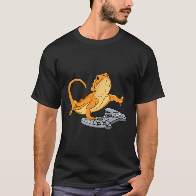 Camiseta Lagarto Dragón Jugador de Videojuegos Gecko  (Anverso)