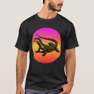 Camiseta Lagarto Monitor Ackie Reptil Silueta Atardecer