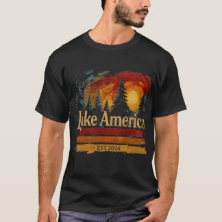 Camiseta Lago América Atardecer Vintage Hombres Mujeres