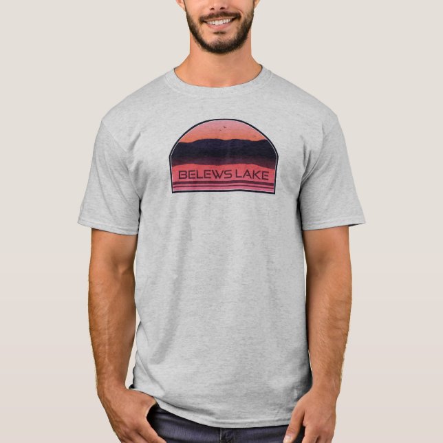 Camiseta Lago Belews North Carolina Amanecer Rojo (Anverso)