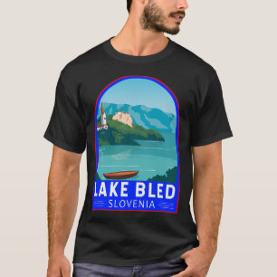 Camiseta Lago Bled Eslovenia Viaje Retro Emblem