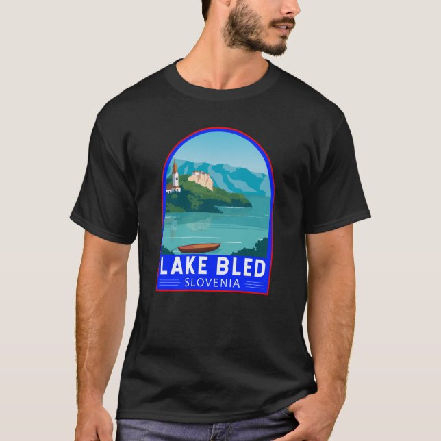 Camiseta Lago Bled Eslovenia Viaje Retro Viaje Arte Viaje V (Anverso)