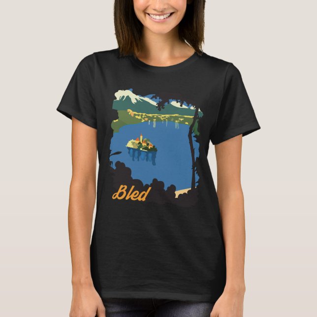 Camiseta Lago Bled Isla Aérea Verde Viaje (Anverso)