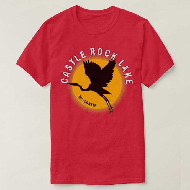 Camiseta Lago Castle Rock en Wisconsin Heron Sunrise (Diseño del anverso)