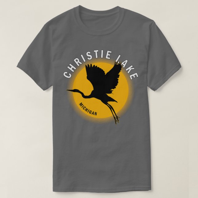 Camiseta Lago Christie en Michigan Heron Sunrise (Diseño del anverso)