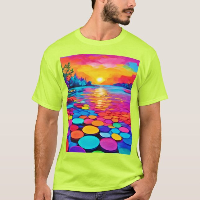 Camiseta Lago Colorido al Atardecer (Anverso)