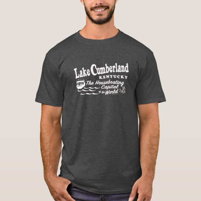 Camiseta Lago Cumberland TShirt - Blanco sobre gris oscuro (Anverso)