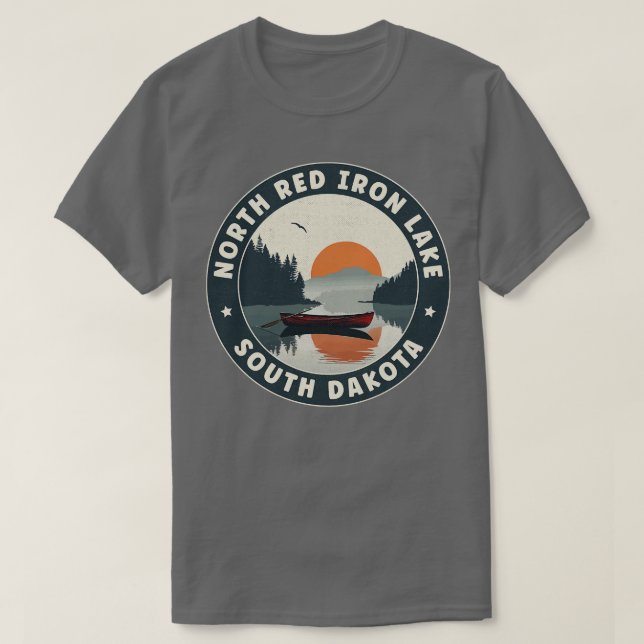 Camiseta Lago de Hierro Rojo Norte Dakota del Sur Sunset (Diseño del anverso)