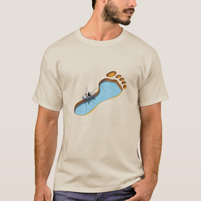 Camiseta Lago de Huella - Arte de pesca surrealista (Anverso)