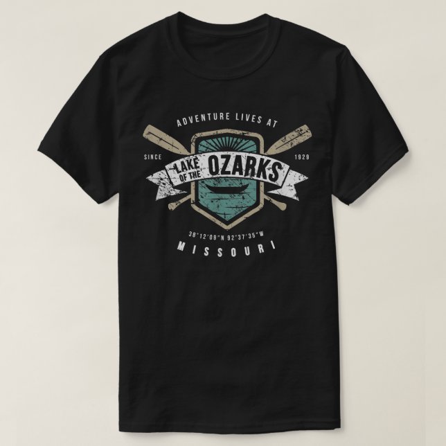 Camiseta Lago de los Ozarks Misuri , Campamento de barcos p (Diseño del anverso)