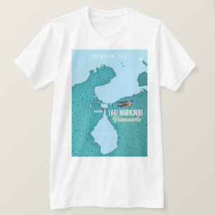 Camiseta Lago de Maracaibo, Venezuela mapa de navegación.