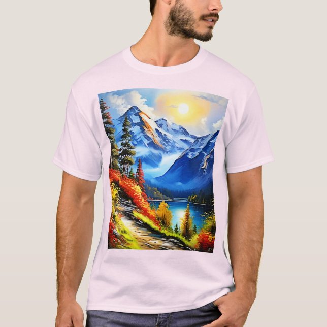 Camiseta Lago de montaña: Vista panorámica (Anverso)