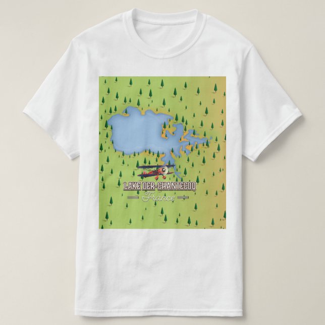 Camiseta Lago Der-Chantecoq, mapa del lago de francia (Diseño del anverso)