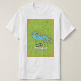 Camiseta Lago Devi Dakota del Norte mapa de EE. UU.