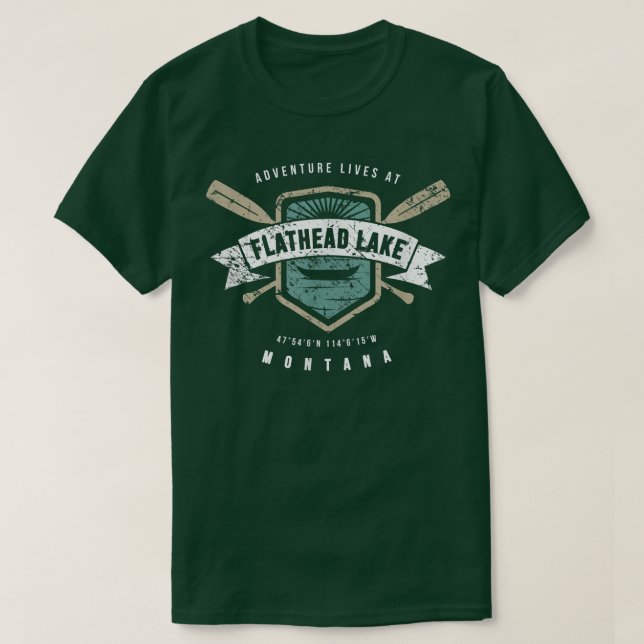 Camiseta Lago Flathead Montana , Camping Pesquero Gi (Diseño del anverso)