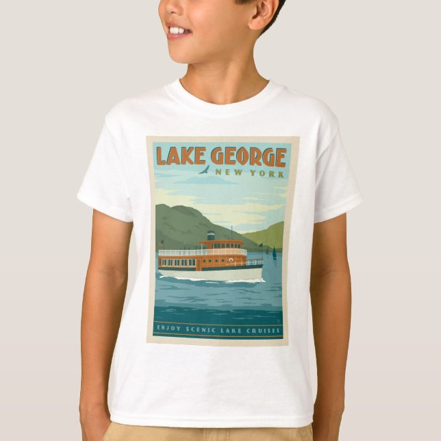 Camiseta Lago George, Nueva York | Barco de época (Anverso)
