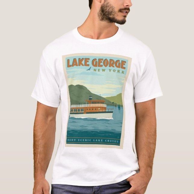 Camiseta Lago George, Nueva York | Barco de época (Anverso)